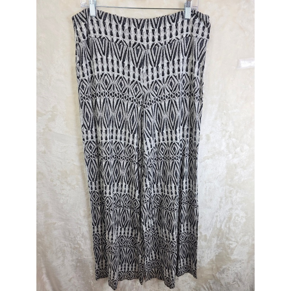Cato Womens Large Black White Geometric Diamond Print Wide Leg Palazzo Pants‎